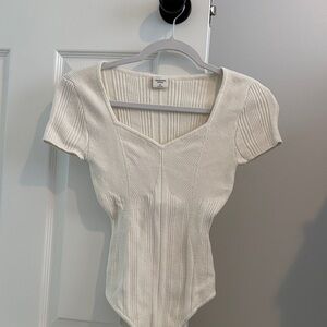 Abercrombie & Fitch White Ribbed Bodysuit